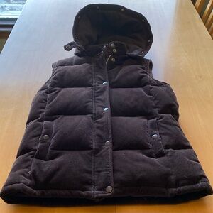 Gap Size M Brown Corduroy Vest w Hood Exc Shape Hood